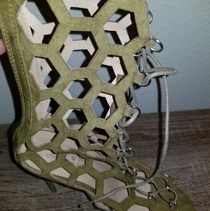 Cage style lace up booties